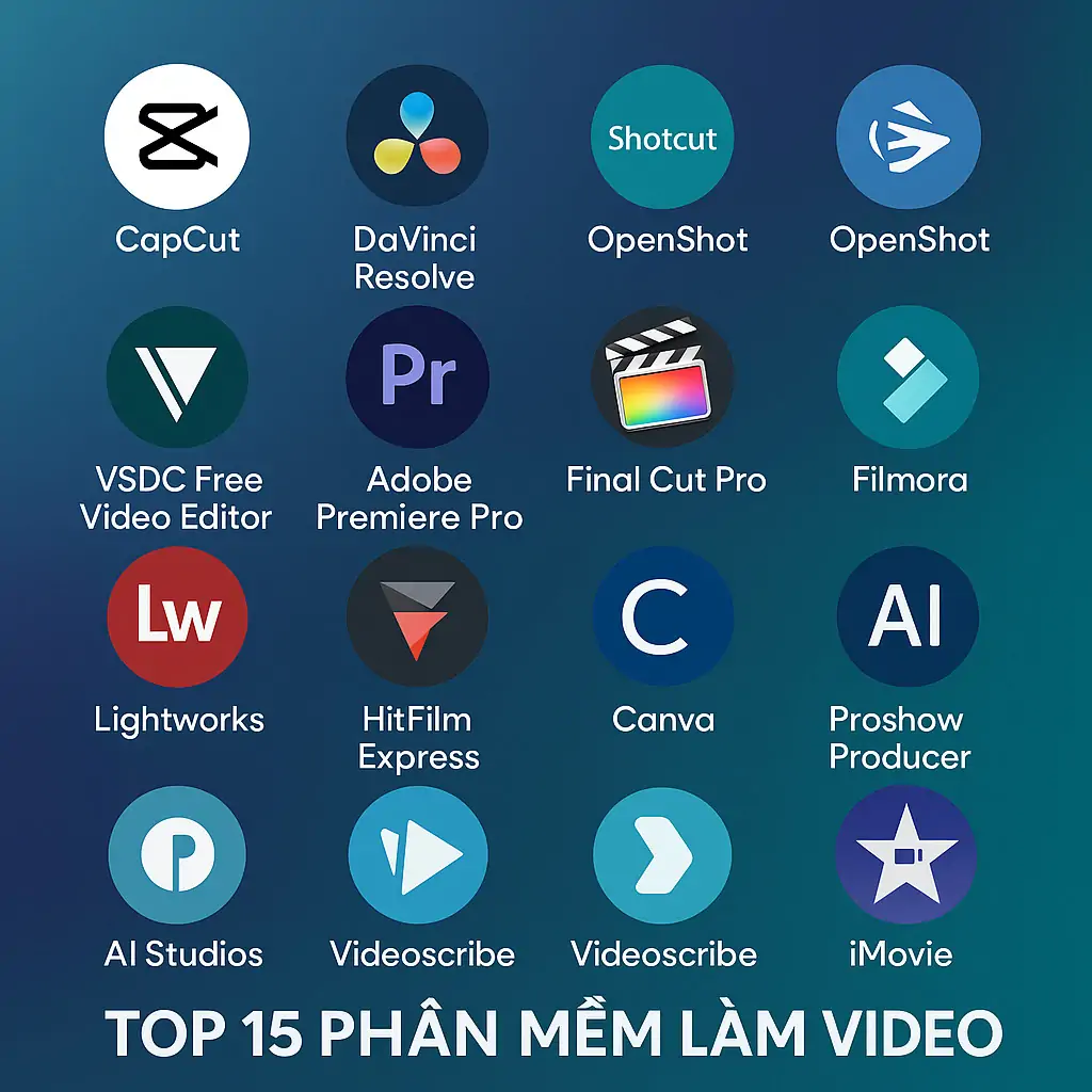 Top 15 Phần Mềm Làm Video Tốt Nhất 2025: Miễn Phí, Trả Phí, Trực Tuyến & AI 1 phần mềm làm video